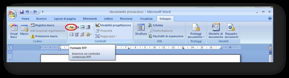 AGGIUNTA DELLE VOCI VARIABILI Per aggiungere una voce variabile, non è sufficiente scrivere sul modello il testo della voce, ma è necessario aggiungere un controllo contenuto, e impostare nelle sue