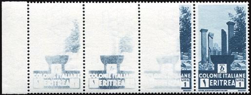 1813 F - 1933 - ** ERITREA, 1 Rovine di Cholloe, striscia