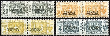 1859 F - 1917/19 - ** SOMALIA, Pacchi postali, n 1/9, soprastampa