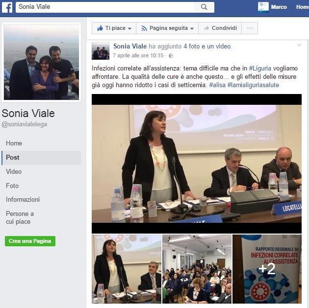 Facebook Sonia Viale https://www.facebook.com/soniavialelega/posts/1319600361420988 Sonia Viale ha aggiunto 4 foto e un video.