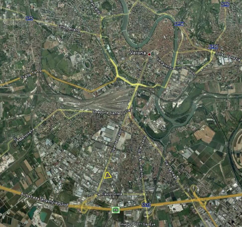 Localizzazione L area in cui è prevista la realizzazione dell intervento è collocata a sud del centro storico della città di Verona, in prossimità del casello autostradale Verona Sud dell A4 Milano