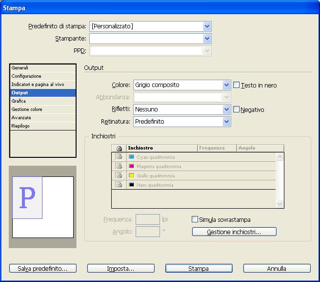 GESTIONE DEL COLORE NELLE APPLICAZIONI DI IMPAGINAZIONE 42 Selezione delle opzioni al momento della stampa È possibile utilizzare l'interfaccia standard del driver di stampa del Color Server per