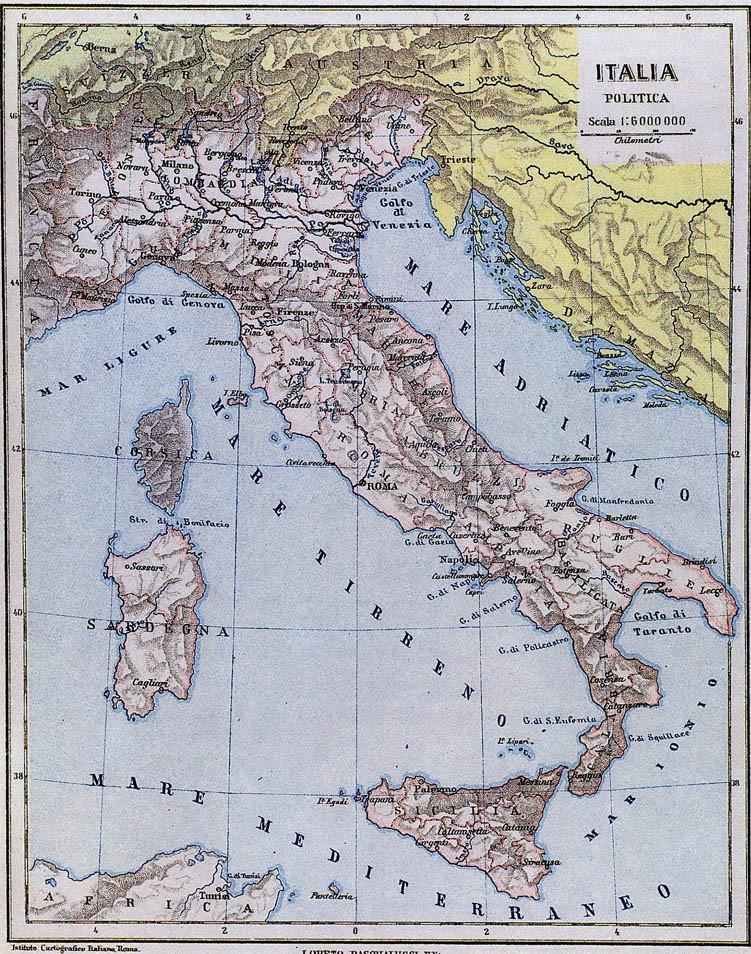 Dall Atlante elementare, Roma, Istituto Cartografico Italiano, 1889