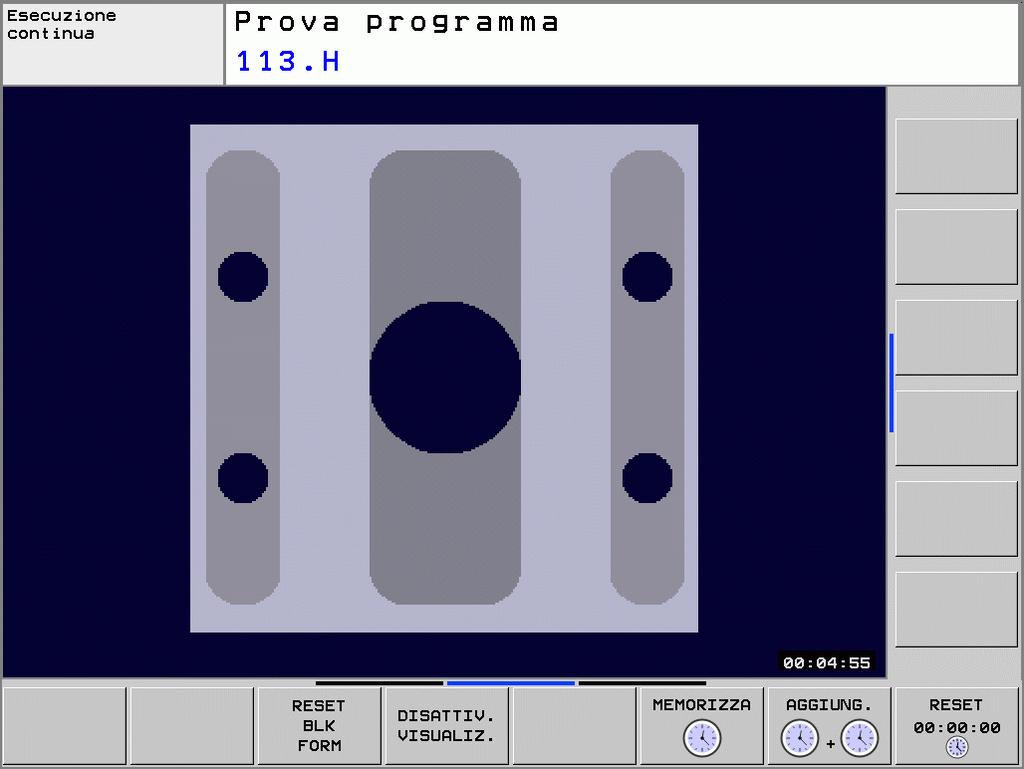 11.1 Grafica Calcolo del tempo di lavorazione Modi di esecuzione del programma Visualizzazione del tempo dall avviamento del programma fino alla fine del programma.