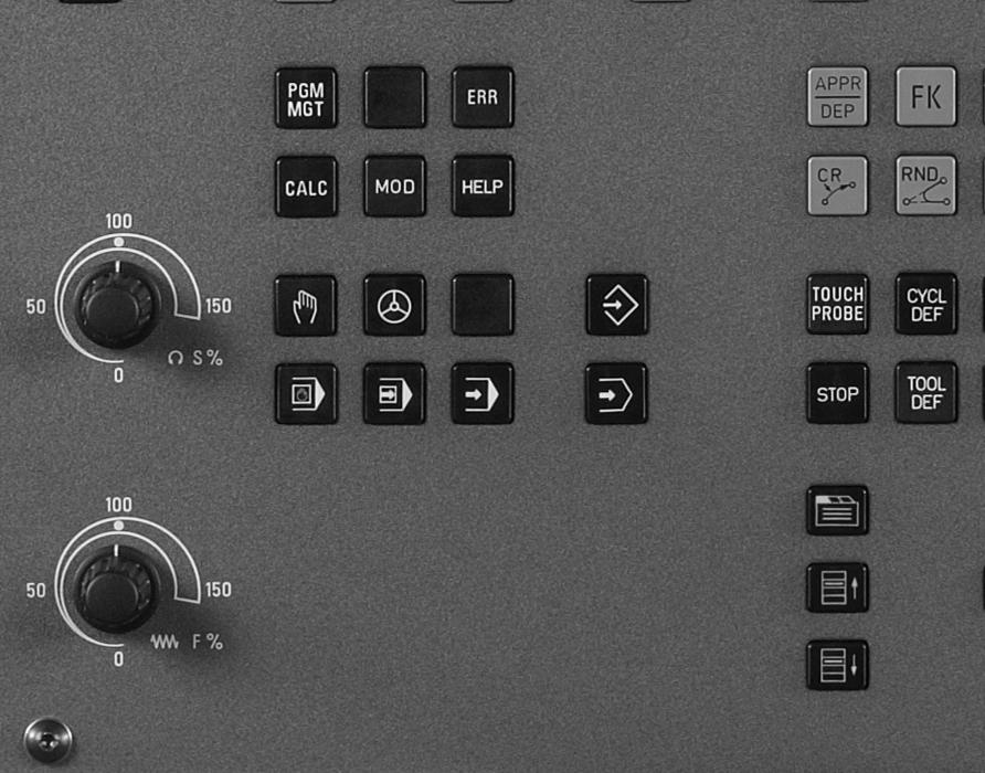 2.3 Numero giri mandrino S, avanzamento F e funzione ausiliaria M Modifica giri mandrino e avanzamento Con le manopole di override numero di giri del mandrino S e avanzamento F, è possibile
