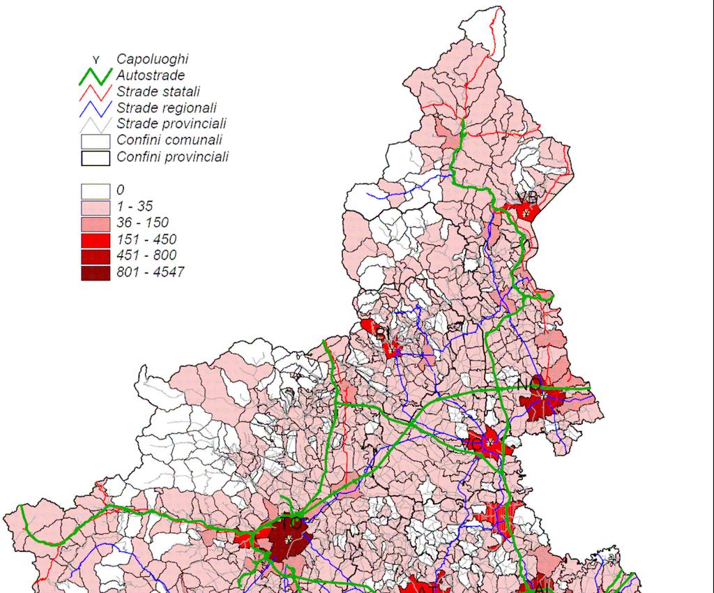 Piano Regionale della Sicurezza Stradale Numero di incidenti stradali per Comune nel 2004 Grafico 3.