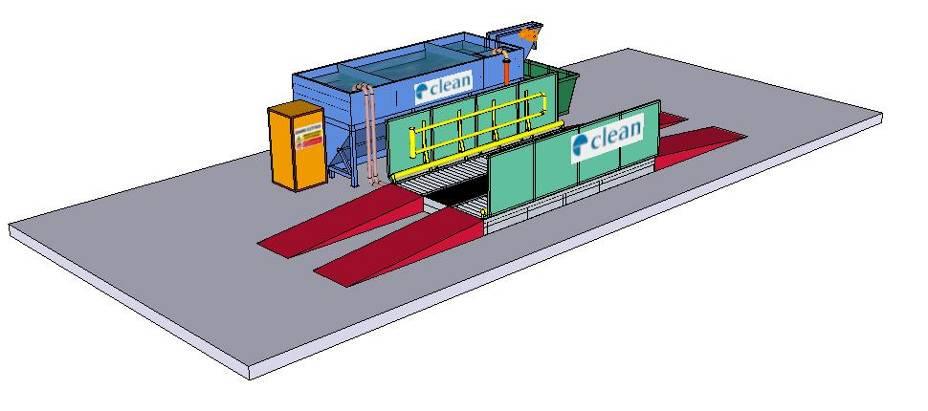Vasca di dissabbiatura e accumulo acqua lavaggio. Estrattore fanghi.