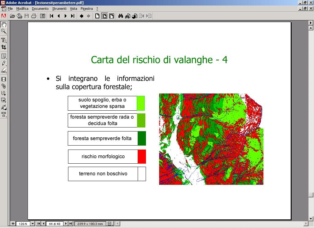 combinando le due carte: Carta del rischio valanghe - il 50% delle valanghe si sono verificate dove il rischio morfologico è alto e la