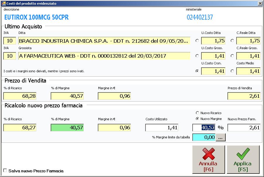 La funzione è disponibile se nella griglia di vendita è selezionato un prodotto visto che l azione viene sempre esercitata su un singolo articolo, in caso di griglia vuota sia il CTRL+B che la