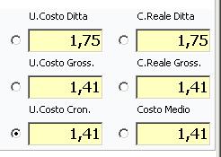 4 Operatività La prima operazione da fare è scegliere il costo sul quale basare tutti i calcoli: di default è selezionato l ultimo costo cronologico, ma tramite i pulsanti di scelta rapida si può