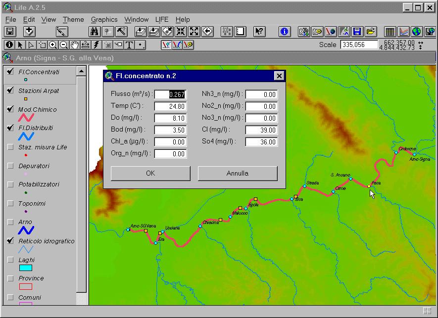 INPUT Idraulici (portata nelle sezioni notevoli) Geografici (geometria sezioni in alveo, lunghezze delle tratte) Chimici