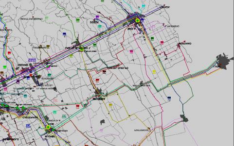 6.3 La congruenza con la Rete di Servizio Pubblico di Bologna Per avere il quadro complessivo del trasporto pubblico su gomma si riporta la cartografia del TPL della Provincia di Bologna.