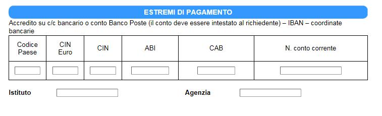 Inserire l IBAN del conto. Ricordarsi che : ATTENZIONE!