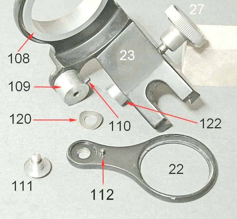 Sul porta-filtri 22 si trova la spina 112 la quale, quando batte sull altra spina 110, determina la posizione di lavoro