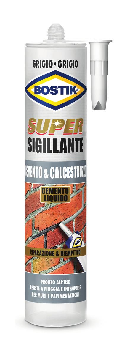 6300285 - Bostik Super Sealer Concrete & Cement Grey Cartridge 500 g (2436) Super Sigillante Cemento & Calcestruz- Sigillante per riparazioni per il ripristino di crepe e spaccature di grandi