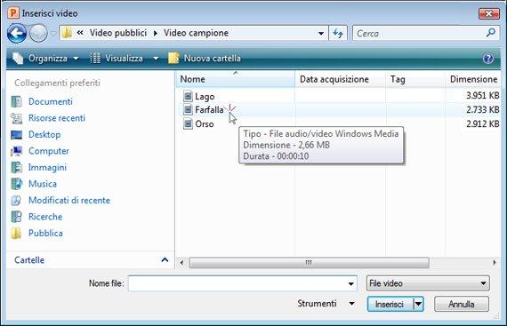 7 Incorporare un video da un file 1. Nella Visualizzazione normale fare clic sulla diapositiva in cui si desidera incorporare un video.
