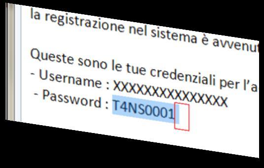 Primo Accesso al Sistema Al primo accesso che si effettua dopo aver ricevuto le credenziali tramite