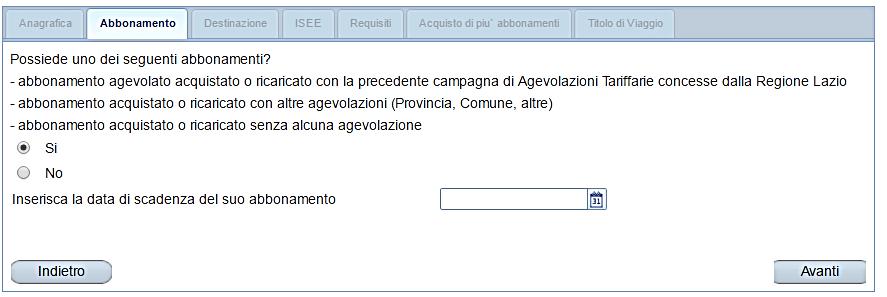 selezionare «SI» ed inserire la data di scadenza del