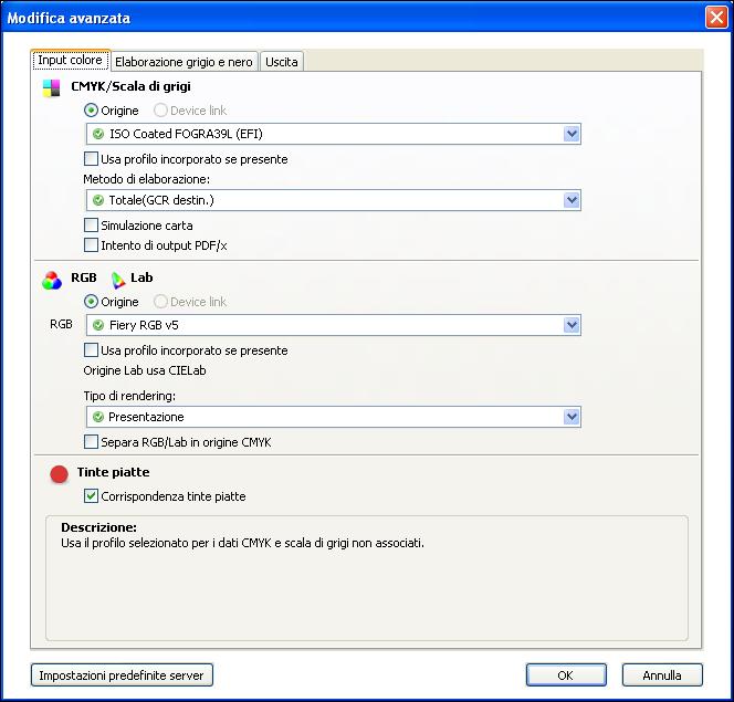 STAMPA DA WINDOWS 67 14 Per modificare le funzioni avanzate di gestione del colore, come RGB/Lab Tipo di rendering, fare clic su Impostazioni Expert.