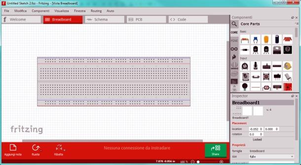 2 di 7 Il programma si divide in 4 gruppi: Breadboard In questa finestra troveremo una breadboard