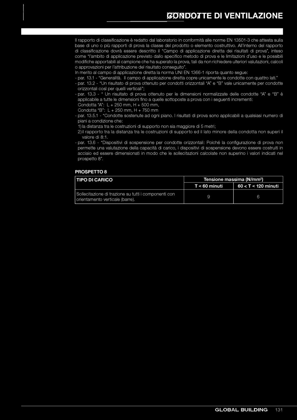 All interno del rapporto di classificazione dovrà essere descritto il Campo di applicazione diretta dei risultati di prova, inteso come l ambito di applicazione previsto dallo specifico metodo di