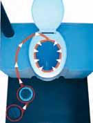 Out Refluo In Pompa a pedale Liquido disinfettante FUNZIONAMENTO Per azionare il processo di risciacquo si utilizza la pompa a membrana (senza ingranaggi) azionata a pedale situata nella base del wc