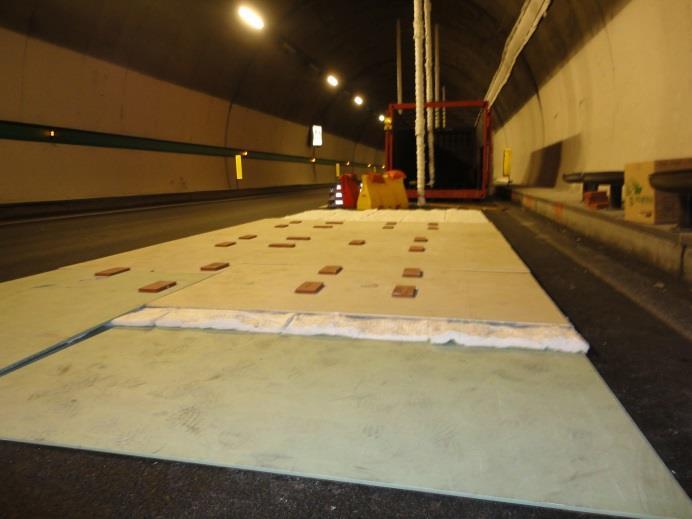 Prova tunnel Morgex LA PROTEZIONE DELLA PAVIMENTAZIONE I Strato lastre di carton gesso + mattoni refrattari
