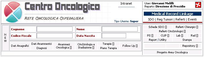 Il software: la cartella clinica del paziente oncologico tradizionale cartella clinica [più il processo di raccolta e normalizzazione dei flussi informativi e delle