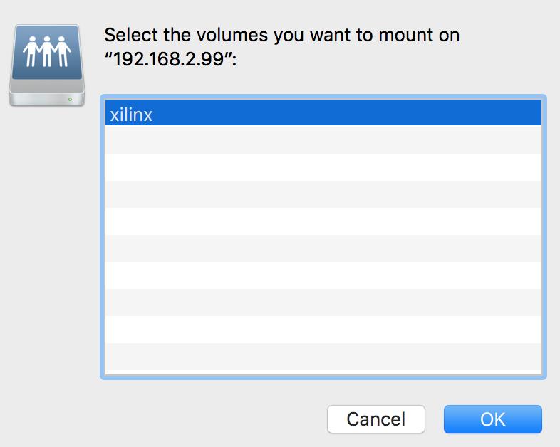 Accedere a file e cartelle sulla Pynq (Mac OS X) Confermare la condivisione del volume
