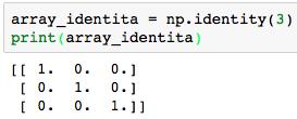 Altri metodi di creazione di array identity( n, dtype=none )