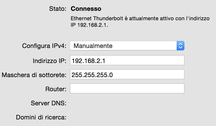 1) Configurazione di rete (utenti Mac OS X)
