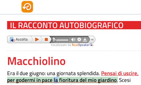 IL Libro PARLATO 3(versione audio del libro) Per accedere al Libro Parlato è necessario avere una connessione Internet (il Libro Parlato non è disponibile offline, ma dalle diverse pagine si può