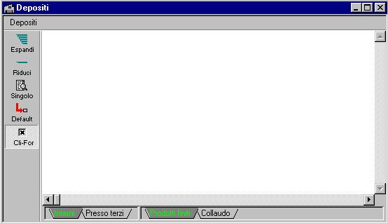 Depositi La configurazione dei depositi dell azienda, interni o presso terzi, viene raffigurata in questa sessione nella quale è possibile avere in visione i