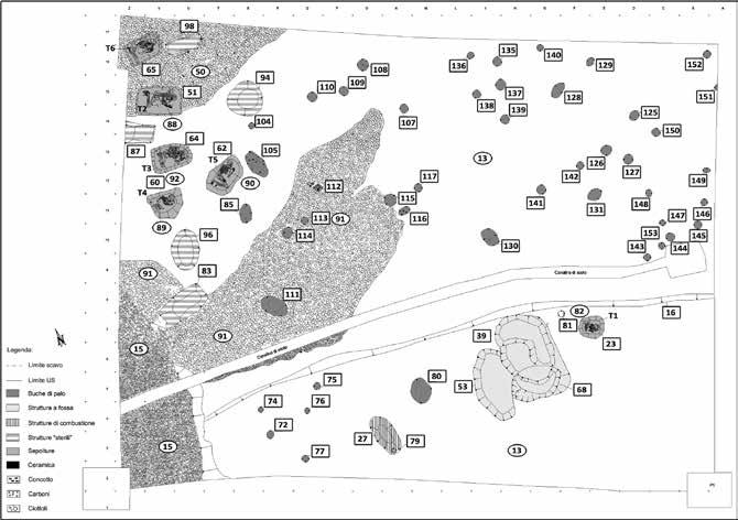 440 Chiara Panelli Fig. 2 - Vicofertile (PR): planimetria del substrato, sepolture, strutture negative (rilievo Archeosistemi, Reggio Emilia).