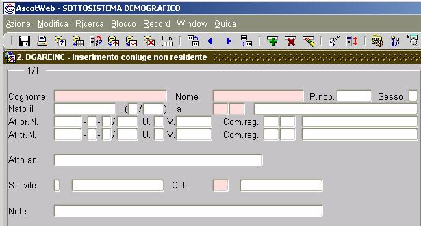 Dati obbligatori COGNOME NOME INSERIRE I DATI DEL CONIUGE E RIENTRARE