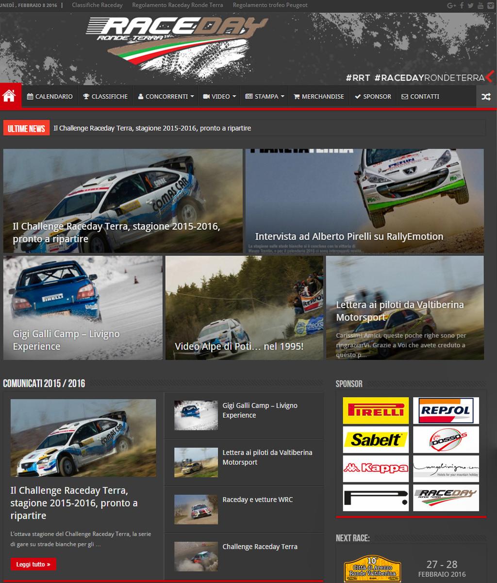 DIGITALE SITO WEB RACEDAY Il sito web di Raceday è la principale fonte di informazioni per gli iscritti al campionato e per i fan della serie.