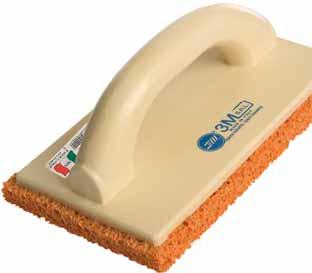 308A FRATTAZZO GOMMA SPUGNA ARANCIO MORBIDA 15 mm Orange soft rubber sponge mm 15 Base in alluminio e manico in legno Alluminium base and wooden handle S.