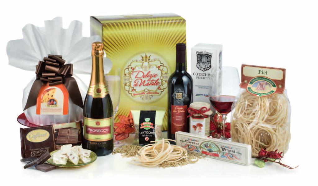 Tre Marie Panettone Classico incartato a mano g 750 Cantine Morando Bottiglia Prosecco DOC ml 750 Corte dei Gelsi Bottiglia Merlot ml 750 Antico Pastificio Umbro Confezione Pici Toscani pasta di