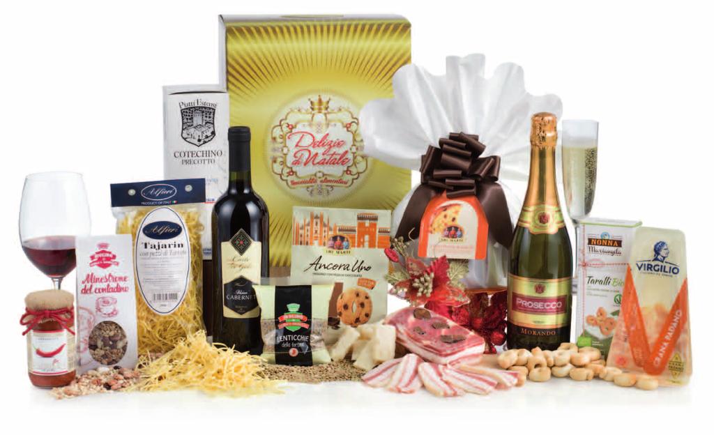 Tre Marie Panettone Classico incartato a mano g 750 Cantine Morando Bottiglia Prosecco DOC ml 750 Corte dei Gelsi Bottiglia Cabernet ml 750 Alfieri Confezione Tajarin al Tartufo g 250 Molino di Borgo