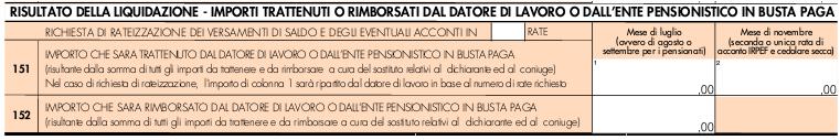 Nel rigo 152 del prospetto di liquidazione (importo che sarà rimborsato dal datore di lavoro in busta paga) è indicato l importo di 35,00, ovvero la differenza tra il saldo contabile del dichiarante