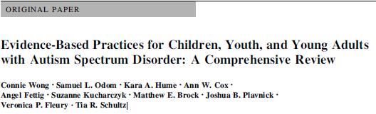 J Autism Dev Disord (2015) 45:1951 1966 (a) two high quality experimental or quasiexperimental design studies from two different research groups, (b) five high quality single case design studies from