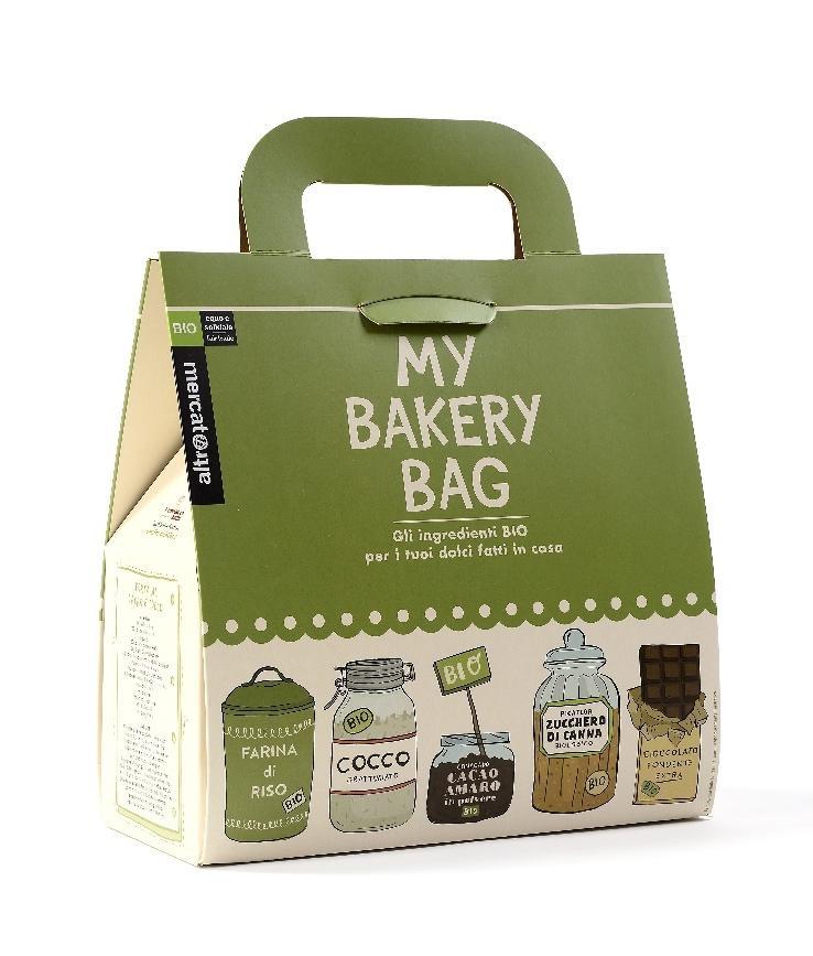 My Bakery Bag - Bio INGREDIENTI GOURMET PER DELIZIE FATTE IN CASA Un delizioso cofanetto che racchiude alcuni tra i più famosi ingredienti per dolci di Altromercato, tutti provenienti da agricoltura