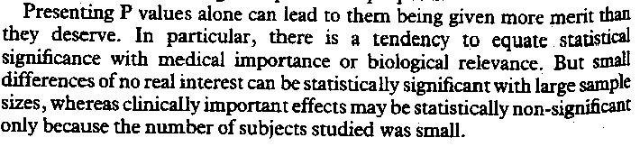 si meritano. Vi è in particolare la tendenza a considerare la significatività statistica equivalente all importanza medica o alla rilevanza biologica.