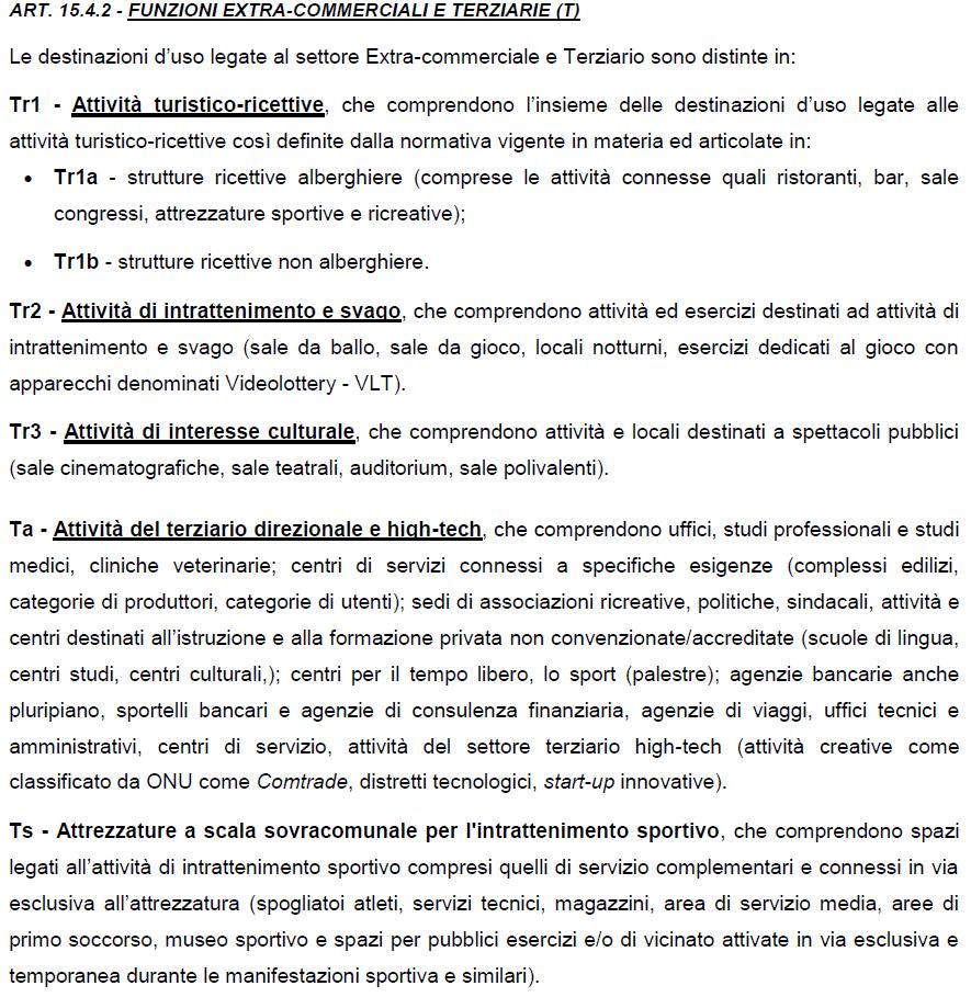 15: CLASSIFICAZIONE DELLE DESTINAZIONI D USO Revisione e semplificazione della classificazione delle