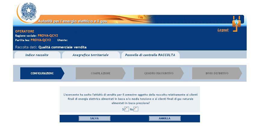 Nuova schermata Dalla prossima raccolta dati sarà aggiunta la seguente schermata, nella quale viene chiesto se l esercente ha svolto, nel semestre di riferimento, l attività di vendita relativamente