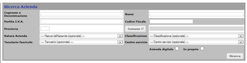 garanzia Inserendo in Ricerca Azienda il nominativo aziendale (o, meglio, il suo Codice