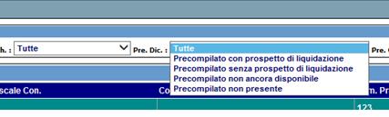 2.7. Filtro Visualizzazione stato del Precompilato Nell elenco dei 730, è stato inserito un filtro per la visualizzazione dello stato del precompilato (vedi figura sotto).