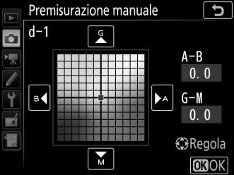 5 Copiare il bilanciamento del bianco. Premere J per copiare il valore del bilanciamento del bianco per la foto selezionata nella premisurazione selezionata.