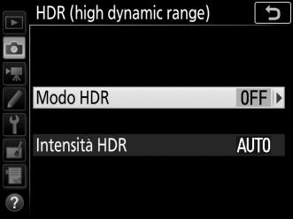 2 Selezionare un modo. Selezionare Modo HDR e premere 2. Selezionare una delle seguenti opzioni e premere J. Per scattare una serie di foto HDR, selezionare 6 Sì (serie).