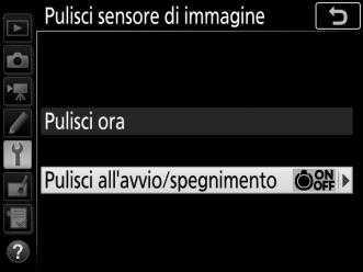 "Pulisci all'avvio/spegnimento" Scegliere fra le seguenti opzioni: Opzione 5 Pulisci all'avvio 6 7 Pulisci allo spegnimento Pulisci ad avvio e spegnim.